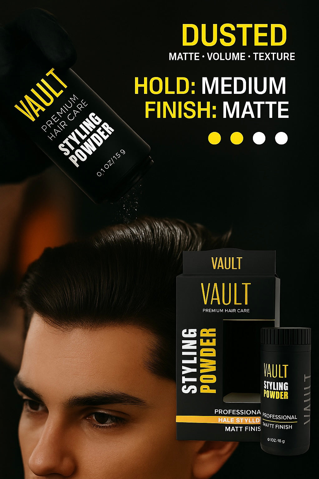 DUSTED
MATTE • VOLUME • TEXTURE
HOLD: MEDIUM FINISH: MATTE